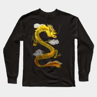 Asian Golden Dragon Long Sleeve T-Shirt